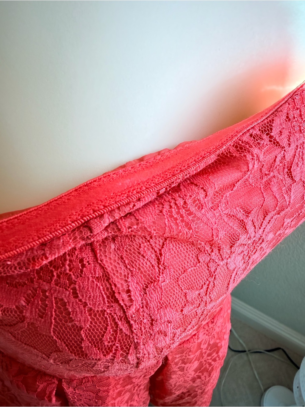 Poetry Coral-Red Strapless Lace Mini Dress - Picture 11 of 11